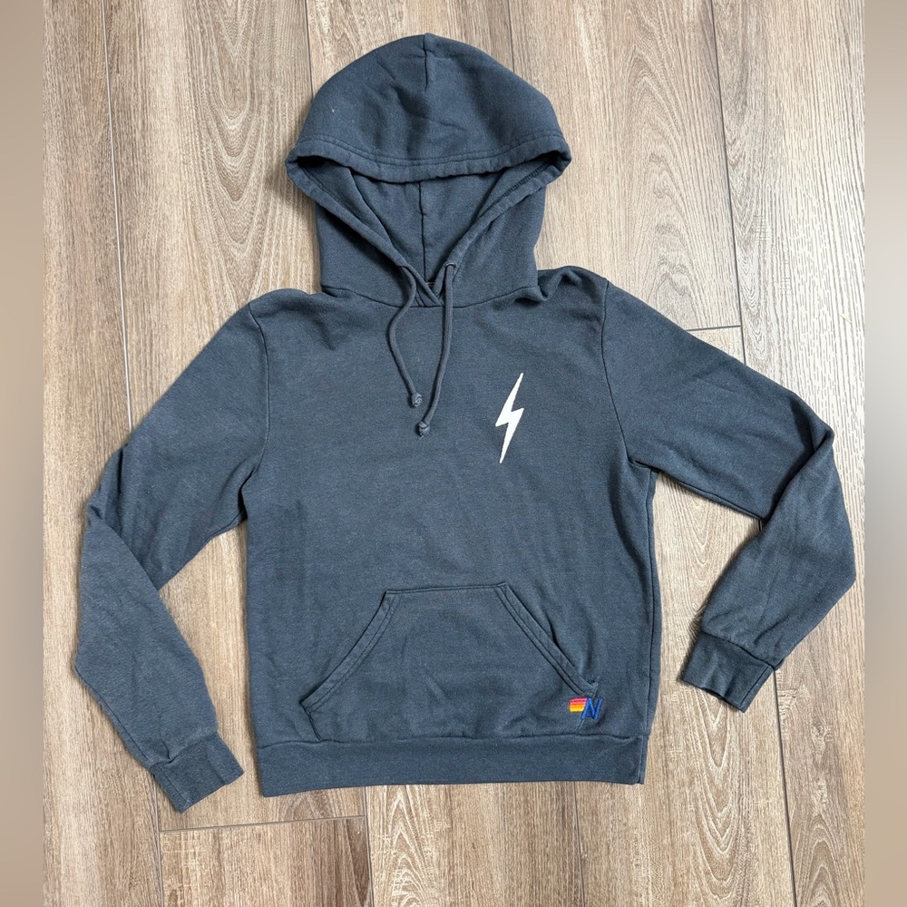 Aviator Nation Charcoal Bolt Stitched Pullover Hoodie - Women’s Size S